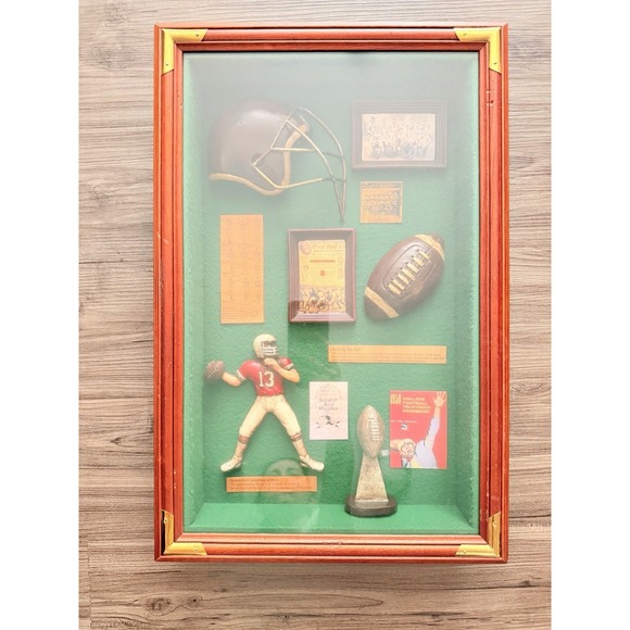 Other - Vintage Football Shadow Box Wall Decor Framed Display Man Cave Sports